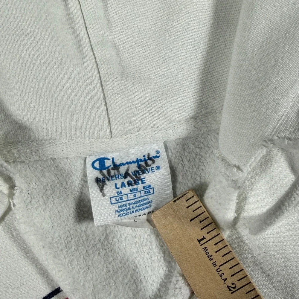 VTG Champion‎ Hoodie Mens Large White USA Field Hockey Reverse Weave Pullover